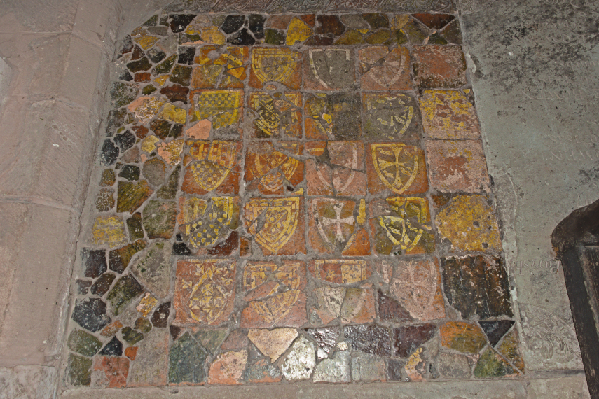 Floor Tiles, Dore Abbey, Abbeydore, Herefordshire, England, Great Britain