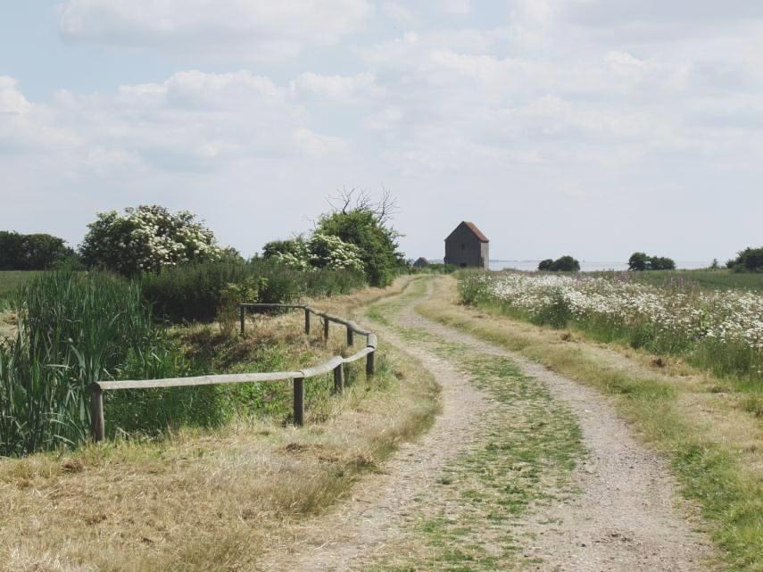 The path to St. Peter's Chapel, Bradwell-on-Sea, Essex, England, Great Britain