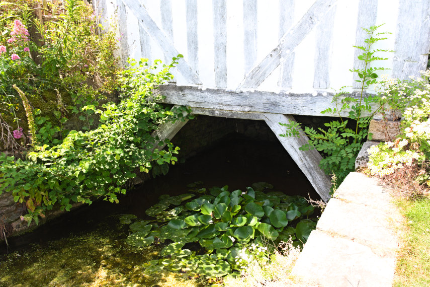 The Moat under the Gatehouse, Brockhampton, Herefordshire, England, Great Britain