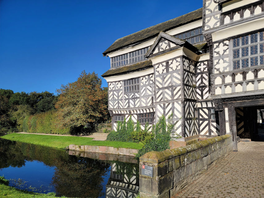 View of the Entrance and Moat, Little Moreton Hall, Congleton, Cheshire