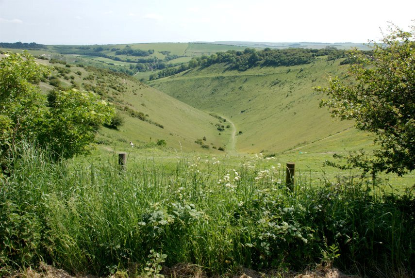 Looking down into the Devil's Dyke, Sussex, England, Great Britain