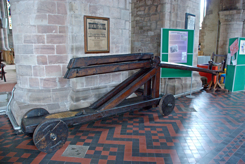 The portable Ducking Stool Machine, Leominster Priory, Leominster, Herefordshire, England, Great Britain