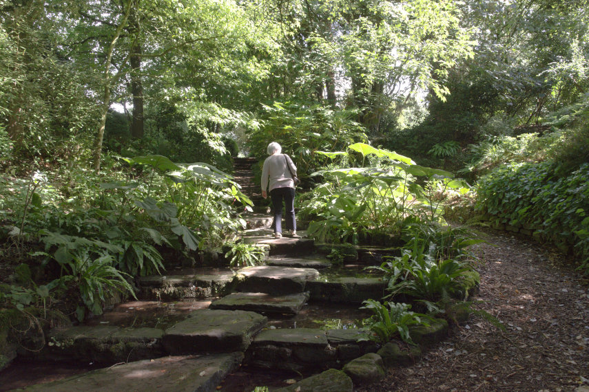 The Steps to the Sunken Garden, Hampton Court Castle, Herefordshire, England, Great Britain