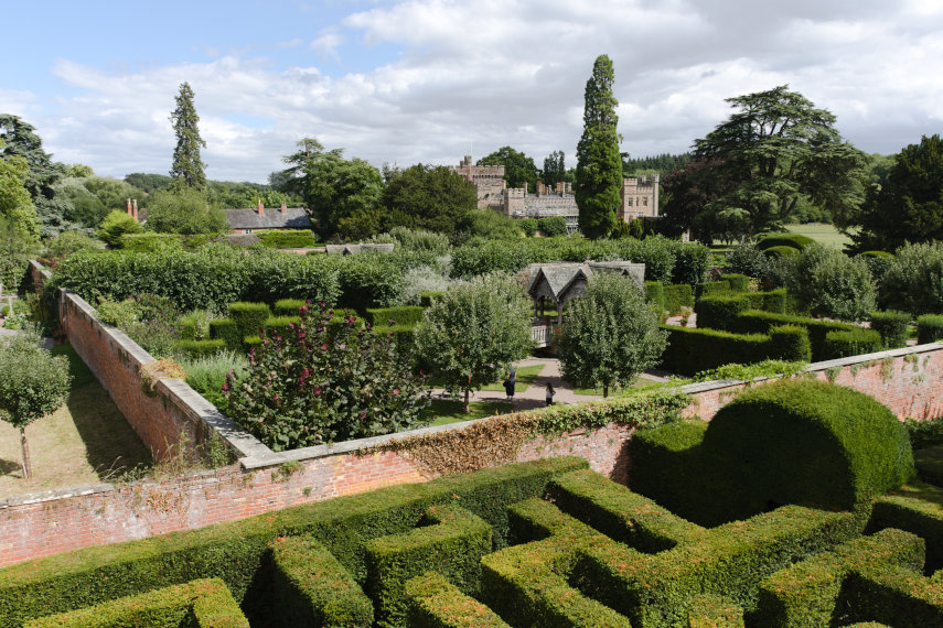 The View from the Gothic Tower, Hampton Court Castle, Herefordshire, England, Great Britain