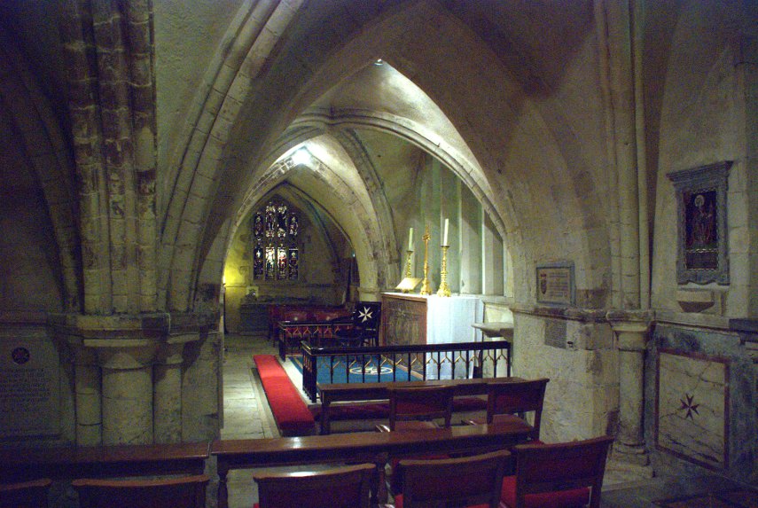 Side Chapels, 12th century crypt, St. John's Church, Clerkenwell, London, England, Great Britain