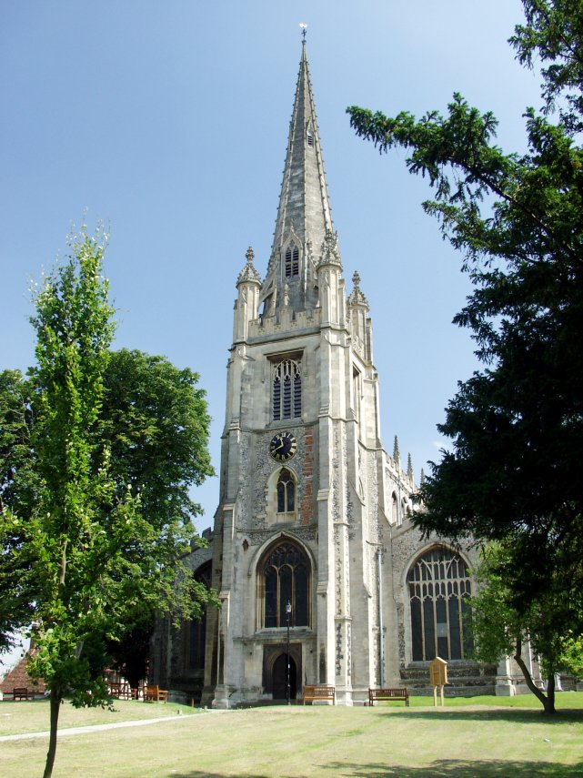 The Tower and Spire, St. Mary's Church, Saffron Walden, Essex, England, Great Britain